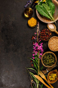 High angle view of food on table