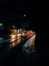 Street lights on footpath at night