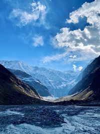 Scenic view of snowcapped mountains against sky of himalayas 