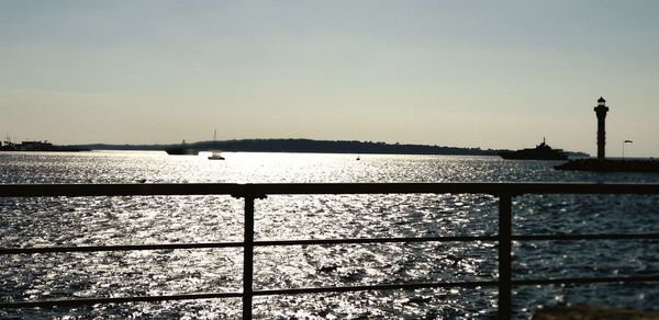 Scenic view of sea against clear sky