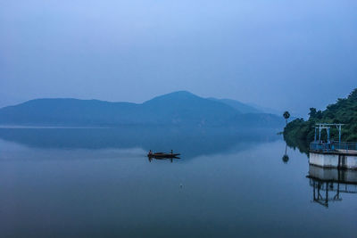 Scenic view of lake against clear sky