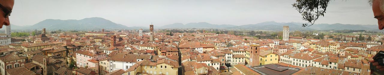 High angle view of cityscape against sky