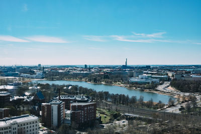 High angle view of cityscape against sky