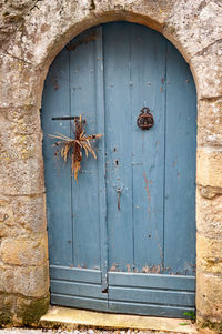 Closed door of old house