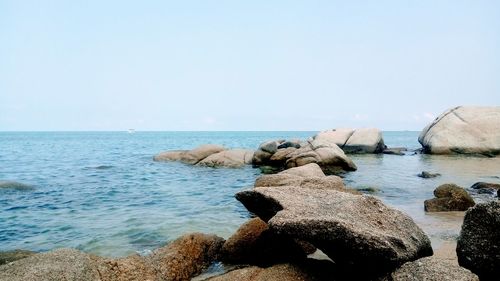 Scenic view of sea against clear sky