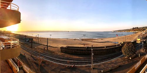 High angle view of beach against sky