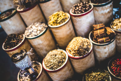 High angle view of food for sale at market