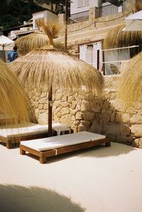 Sun bed in beach resort