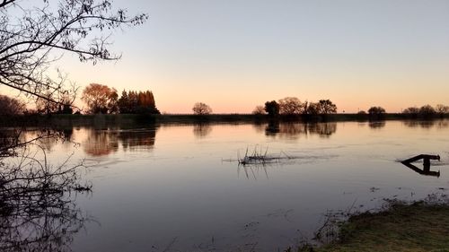 Scenic view of lake against clear sky