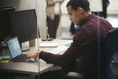 Man working on table