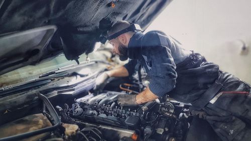 Man working at bus