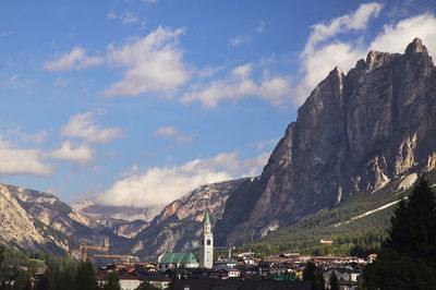 Scenic view of dolomites against sky