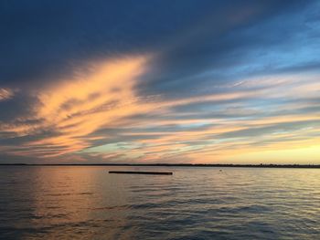 Scenic view of sea against dramatic sky