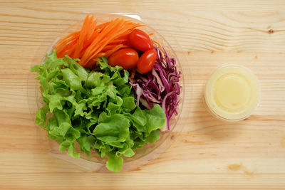 High angle view of chopped vegetables on cutting board