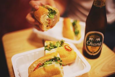 Close-up of hand holding food