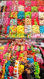 Full frame shot of colorful candies for sale in market