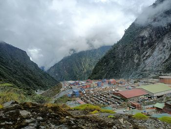 High angle view of townscape against sky