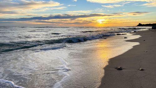 Sunset on nimitz beach, oahu,hawaii