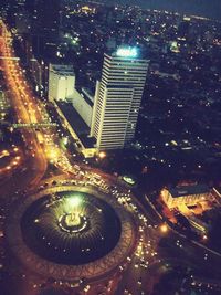 Illuminated city at night