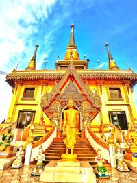 Low angle view of statue against sky