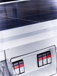 Fuse box of solar plant, close-up