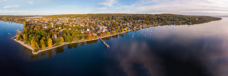 High angle view of lake against sky