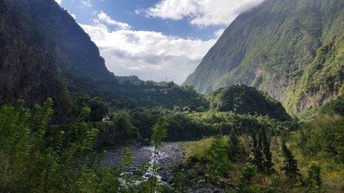 Scenic view of mountains against sky