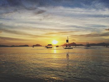 Scenic view of sea against sky during sunset