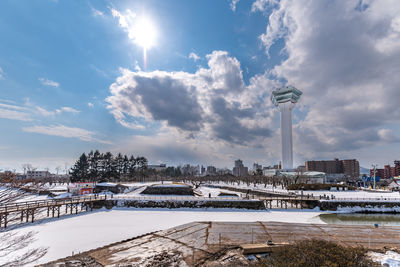 City against sky during winter