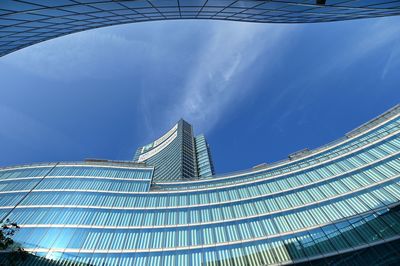 Low angle view of modern building against sky