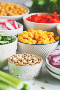 Close-up of ingredients in bowl on table