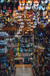 High angle view of illuminated lanterns