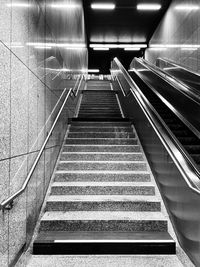 High angle view of escalator