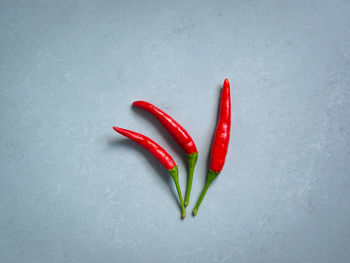 Close-up of red chili pepper over white background