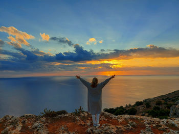 Scenic view of sea against sky during sunset