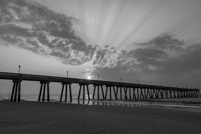 Low angle view of bridge over sea against sky