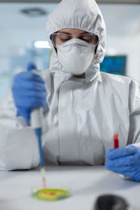 Close-up of scientist working