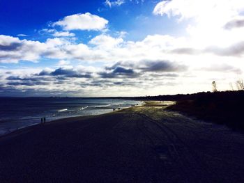 Scenic view of sea against cloudy sky