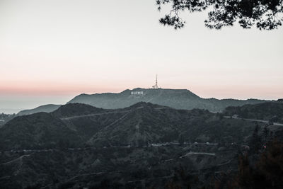 View of hollywood sign on mountain against sky