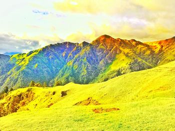 Scenic view of mountains against sky