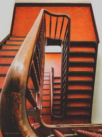 High angle view of spiral staircase