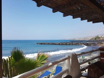 Scenic view of sea against clear sky