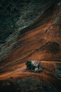 High angle view of cars on road