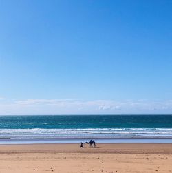 Scenic view of sea against blue sky