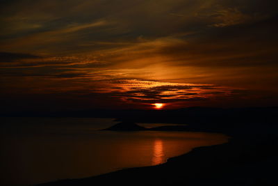 Scenic view of sea against sky at sunset