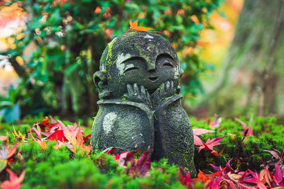 Close-up of statue against plants