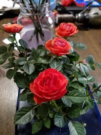 Close-up of rose bouquet on table