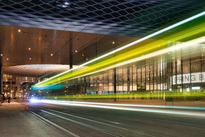 Blurred motion of train at airport