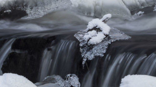 Close-up of frozen waterfall