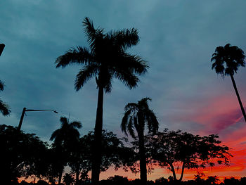 Silhouette palm trees against sky during sunset